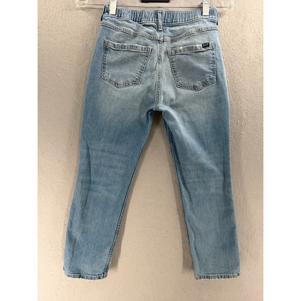 Abercrombie Kids High Rise Straight Jeans Girls 9/10 Light Wash Denim Pull On - Picture 6 of 16